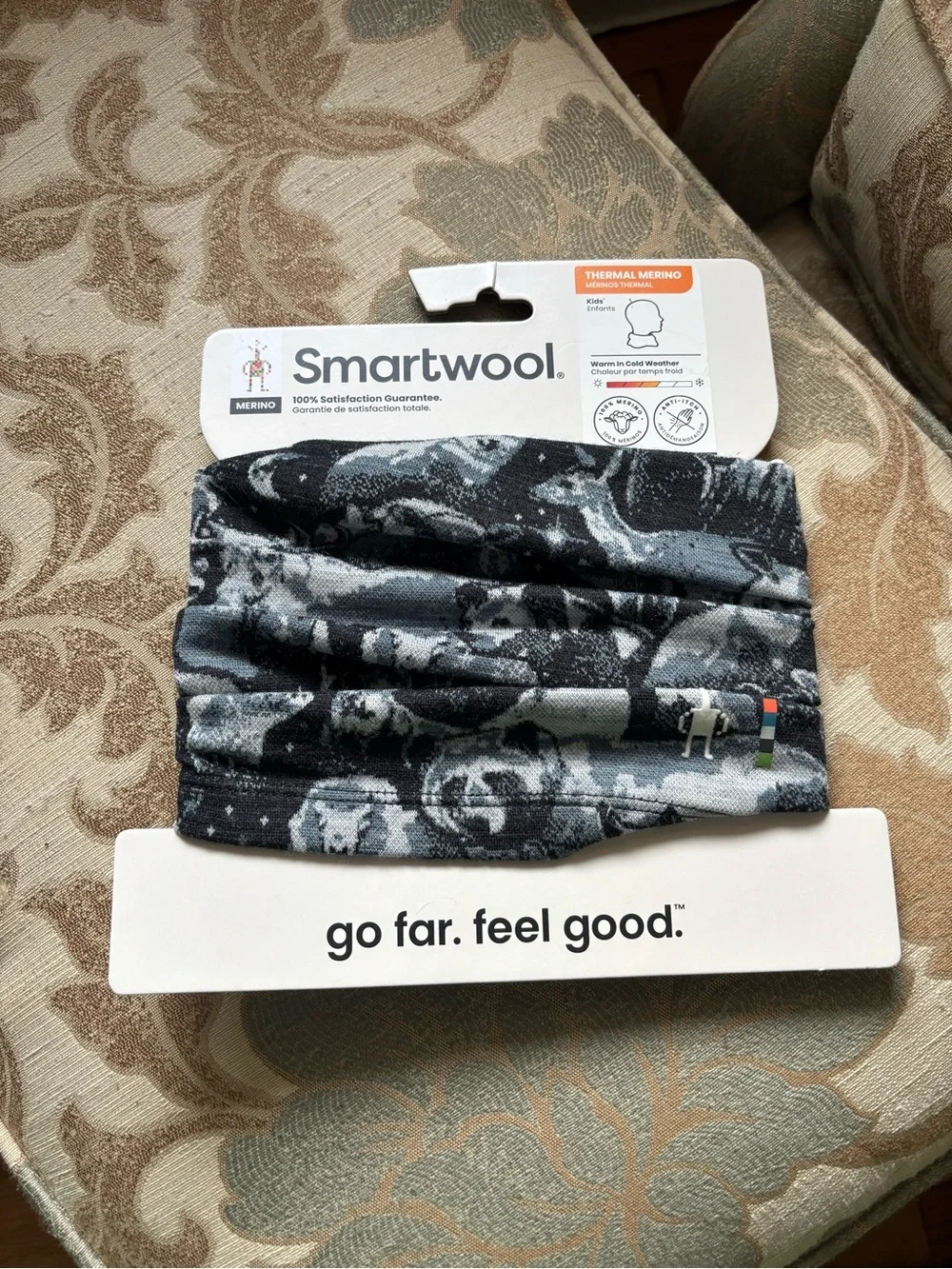 Smartwool Kids Black and Gray Merino Thermal Neck Gaiter - new in packaging